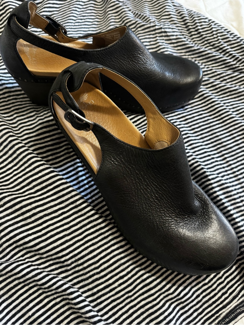 Dansko Women's Black Leather Slingback Clog Heels